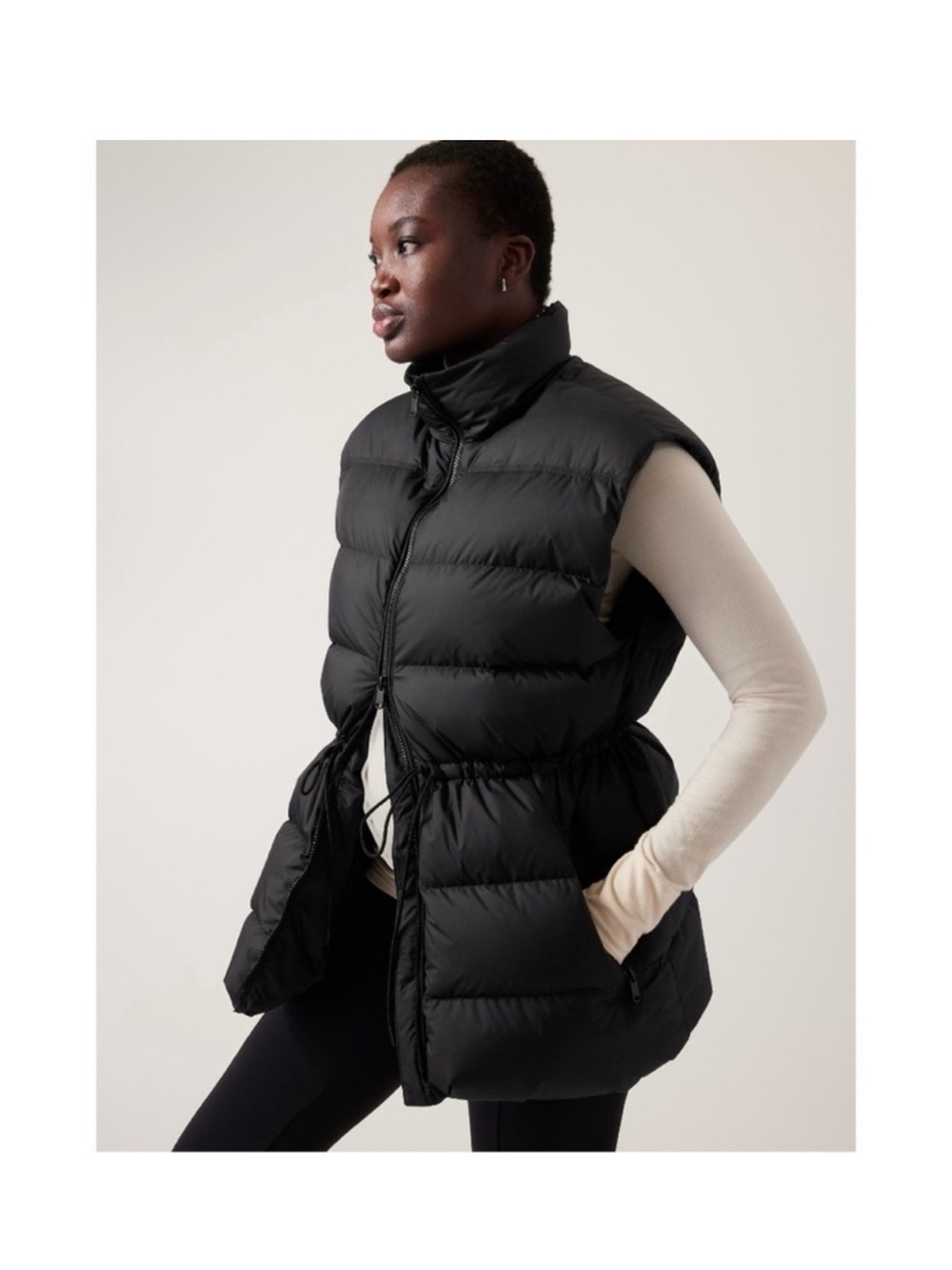 Athleta Oversized Black Quilted Puffer Vest